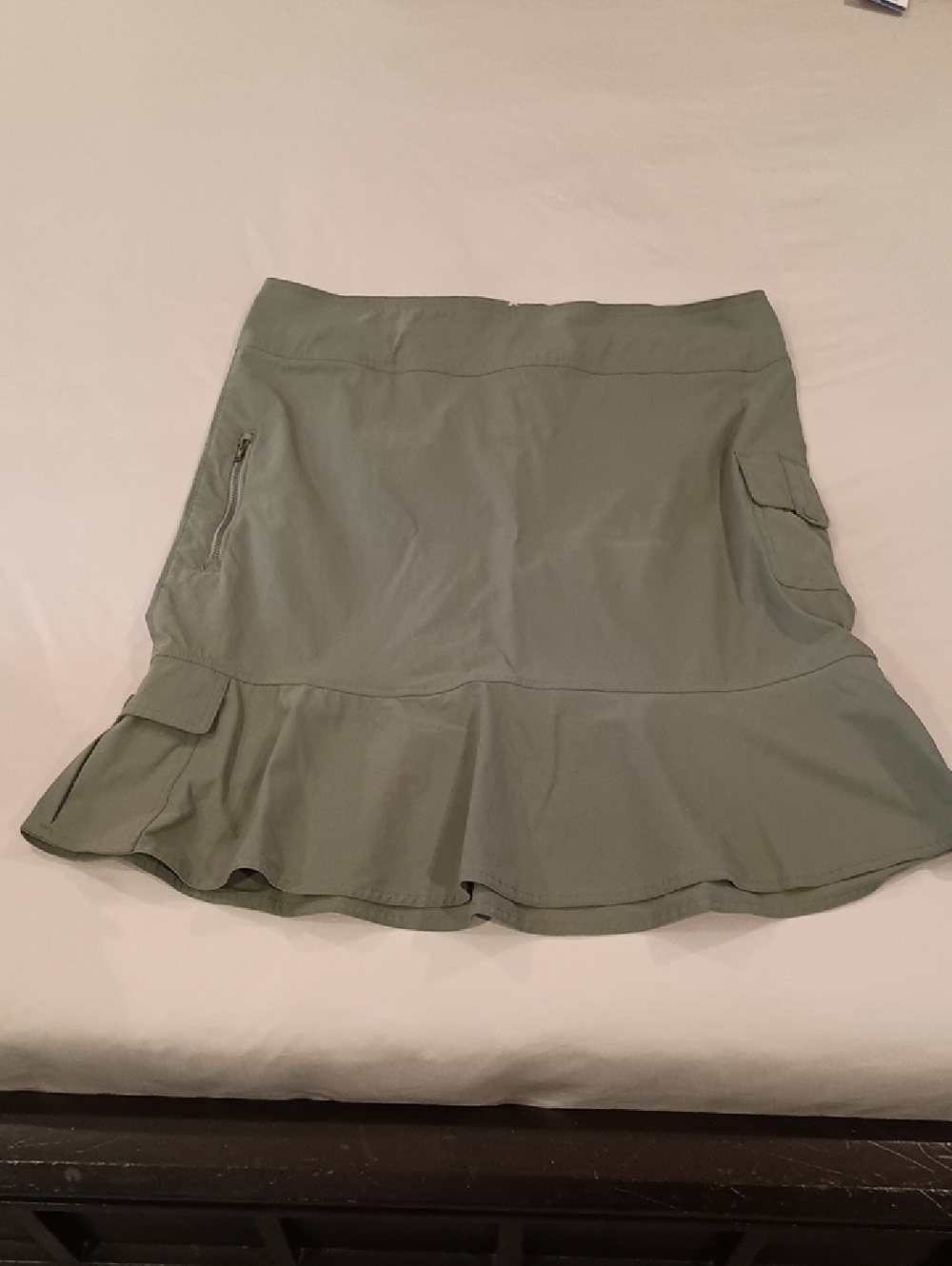 Royal Robbins Discovery Skirt Light Olive Ruffled Hem Stretchy 12